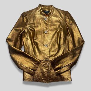 TILL THE END Gold Leather Jacket Copper Size S